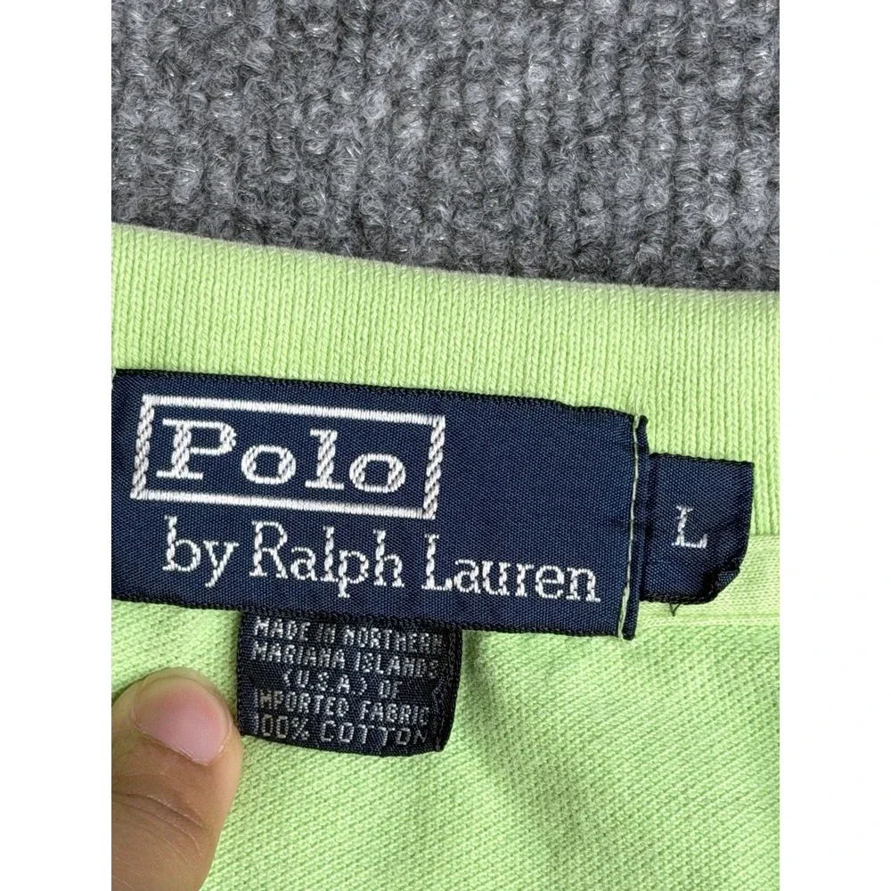 Polo Ralph Lauren Polo Men's Large Green Made in USA‎ Pink Pony 90s Vintage